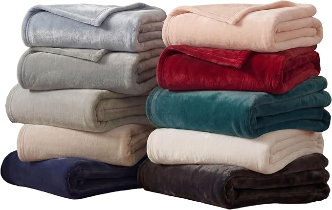 Lucky Brand Solid Plush 50"X70" Throw Blanket, Red- Soft, Cozy, and Timeless Comfort