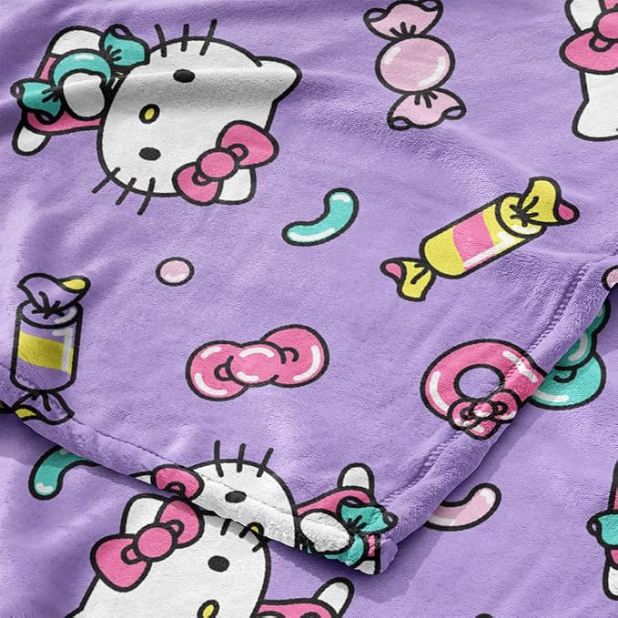 Northwest Hello Kitty Candy Kitty Silk Touch Throw Blanket, Ultra-Soft Lightweight Plush Cover for Bed Couch Sofa, 50 x 70 Inches