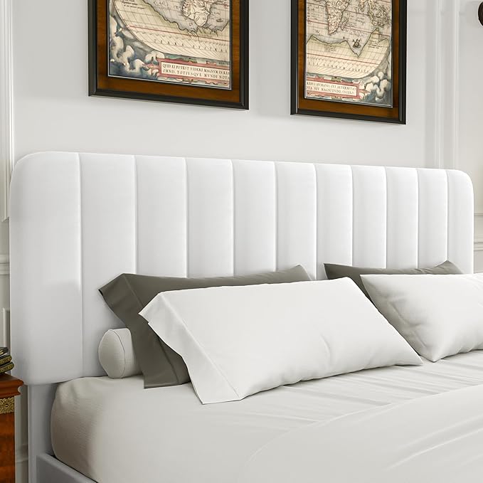 VECELO Full Size Upholstered Bed Frame with 4 Drawers and Headboard, Velvet Platform Storage Bedframe, Wooden Slats Support, No Box Spring Needed,Snow-White