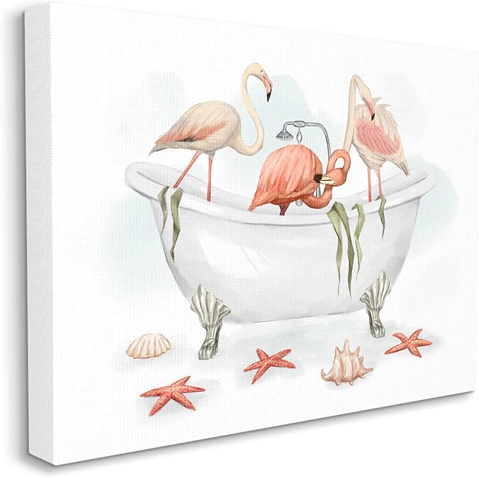 Stupell Industries Flamingo Trio Nautical Tub, 24 x 30 Inch Canvas Wall Art