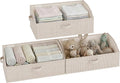 StorageWorks Closet Storage Bins, Trapezoid Organizer Box for Shelves, Fabric Clothes Bin, Foldable Organizing Baskets with Handles, Large, Khaki and Beige Stripes, 3-Pack
