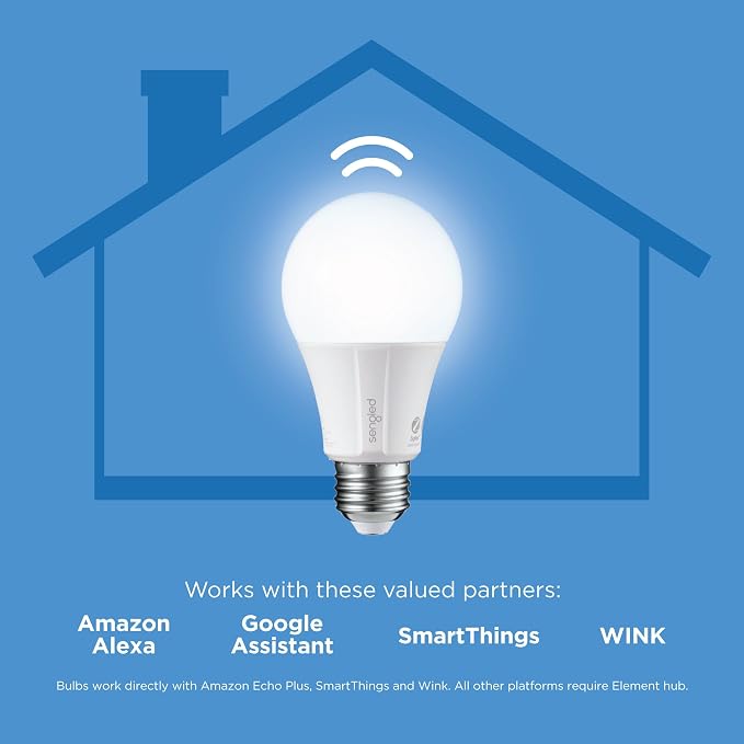 Sengled Zigbee Smart Light Bulbs, Smart Hub Required, Works with SmartThings and Echo with built-in Hub, Voice Control with Alexa and Google Home, Daylight 60W Equivalent A19 Alexa Light Bulb, 8 Pack