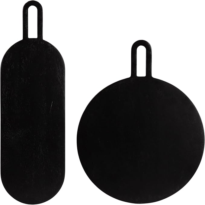 Kate and Laurel Staven Transitional Two-Piece Serving Boards Set; 7 x 22 and 14 x 18; Black; Modern Food-Safe Charcuterie Boards with Solid Mango Construction for Use as Kitchen Countertop Decor