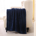 Navy Blue Fleece Throw Blanket 60”×80” for Couch Sofa Bed,Super Soft Cozy Plush Microfiber Flannel Blanket with Stripes Design Lightweight for Adults,Woman,Girls