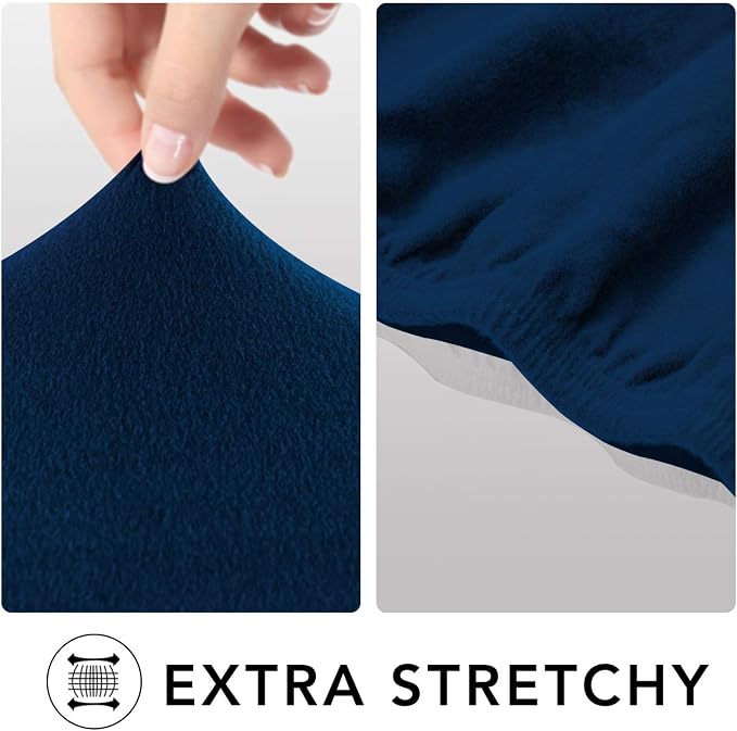 PureFit Stretch Couch Covers for Sofa Large Sofa Slipcovers Navy | 1-Piece Spandex Couch cover Soft Couch protector, Sofa cover Washable with Non Skid Foam and Elastic Bottom for Kids, Dogs