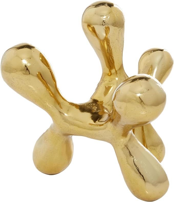 CosmoLiving by Cosmopolitan Aluminum Metal Abstract Decorative Sculpture Home Decor Statue, Accent Figurine 10" x 10" x 9", Gold