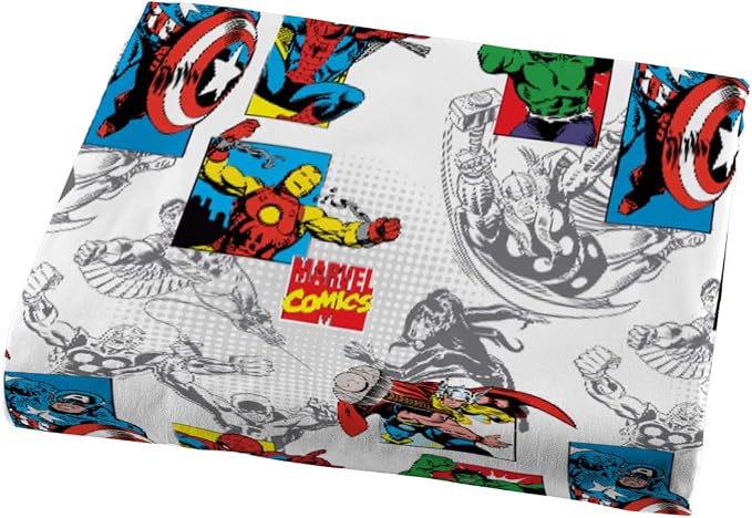 Jay Franco Kids Sheet Set with Fitted, Flat Sheets & Pillow Cover - Ultra-Soft Bedding with Pillowcase for Room Decor, White - Avengers, 3 Piece Twin