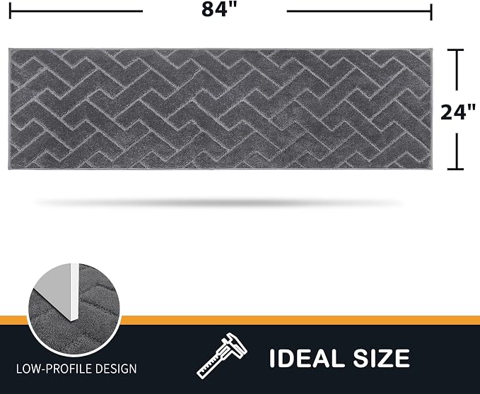 PURRUGS Dirt Trapping Door Mat 24" x 84", Non-Slip Machine Washable Entry Rug, Dog Doormat, Indoor Front Door Mat, Super Absorbent Entryway Rug for Muddy Shoes & Paws, Grey