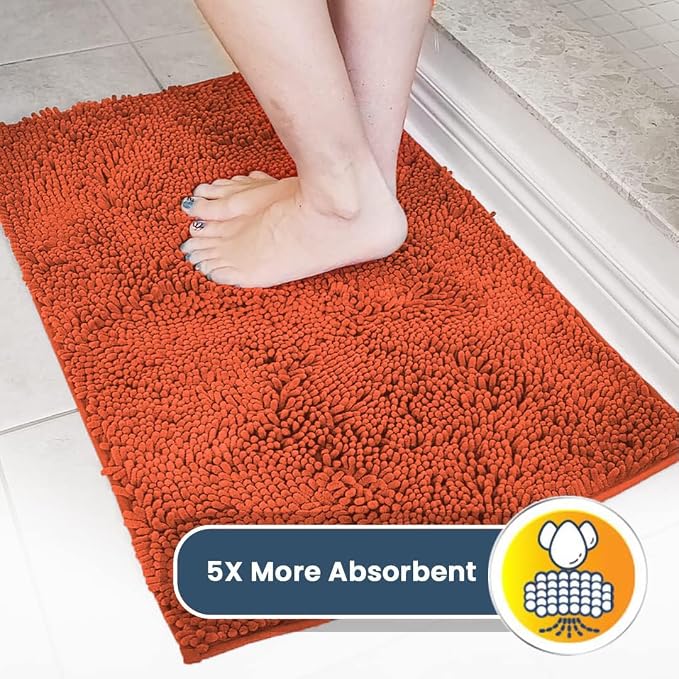 Muddy Mat® | Super Water Absorbent Door Mat Indoor, Microfiber Quick Dry Chenille Entryway Rug, Slip Resistant Front Door Mat, Indoor Mats for Entryway, Machine Washable Pet Rug, Coral 3ft x 4ft