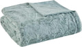 Madison Park Zuri Faux Fur Reversible Throw Blanket, 50 x 60 in, Aqua | Oversized Soft Plush, Luxury, Animal Stripes, Mink Reverse, Modern, All Season, for Bed Sofa Couch, OEKO-TEX Certified