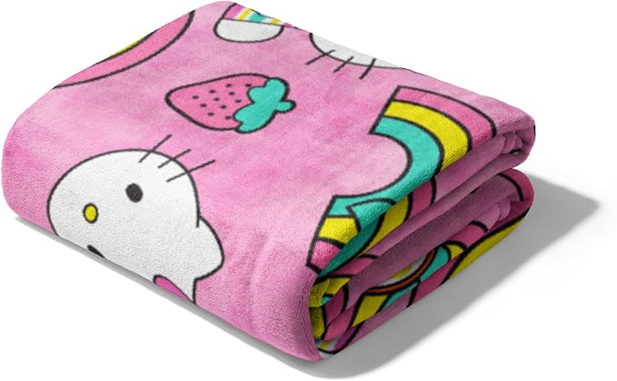 Northwest Hello Kitty Tie Dye Rainbow Silk Touch Throw Blanket, Ultra-Soft Lightweight Plush Cover for Bed Couch Sofa, 50 x 70 Inches
