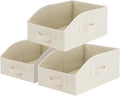 StorageWorks Closet Baskets for Organizing, Trapezoid Storage Bins, Linen Closet Organizers and Storage, Clothes Storage Baskets, Medium, Beige(Cotton-linen), 3-Pack