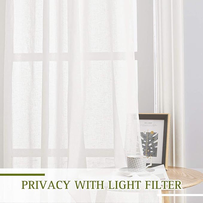 NICETOWN Living Room Ivory Curtains 84 inch Long, Grommet Linen Blend - Image 5