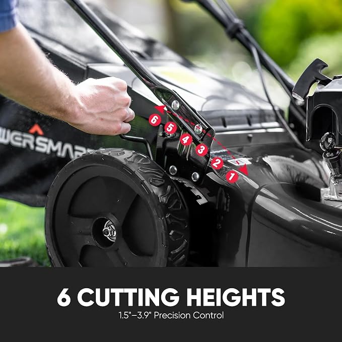 PowerSmart 22-inch 170cc 3-in-1 Self Propelled Gas Lawn Mower | 4-Cycle OHV Engine, Rear Bag/Mulching/Side-Discharge, 6-Position Height Adjustment, Steel Deck