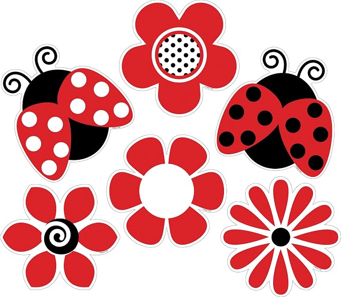 Barker Creek Double-Sided Cut-Outs 2-Pack, Ladybugs & Posies, Colorful School Accents, Bulletin Boards, Party Decorations, Office, Home Learning, Classroom Décor, 5.5 high, 72 per Set (4389)