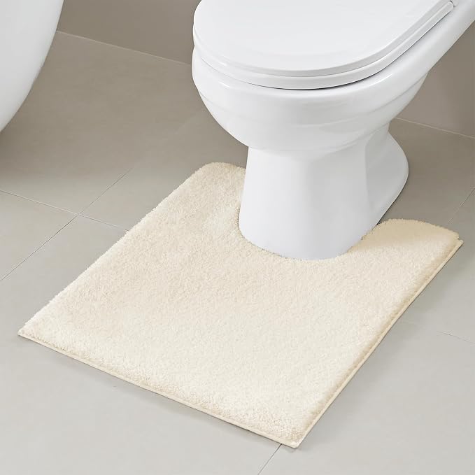 MADISON PARK SIGNATURE Marshmallow Bathroom Rug Non Slip, Luxrurious Plush Bath Mat, Absorbent, Quick Dry, Spa Design Bath Room Décor, 20x24, Ivory | Non slip Backing, Spa Quality Luxurious Plush Bath Rug for Bathroom, Quick Dry, OEKO TEX, U Shaped