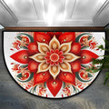 Mandala Half Round Rug Half Moon Door Mat Half Circle Rugs | Ethnic Flower Washable Non-Slip Semi Circle Rug Welcome Half Round Door Mat Indoor Entrance Kitchen Bedroom Living Room Decor