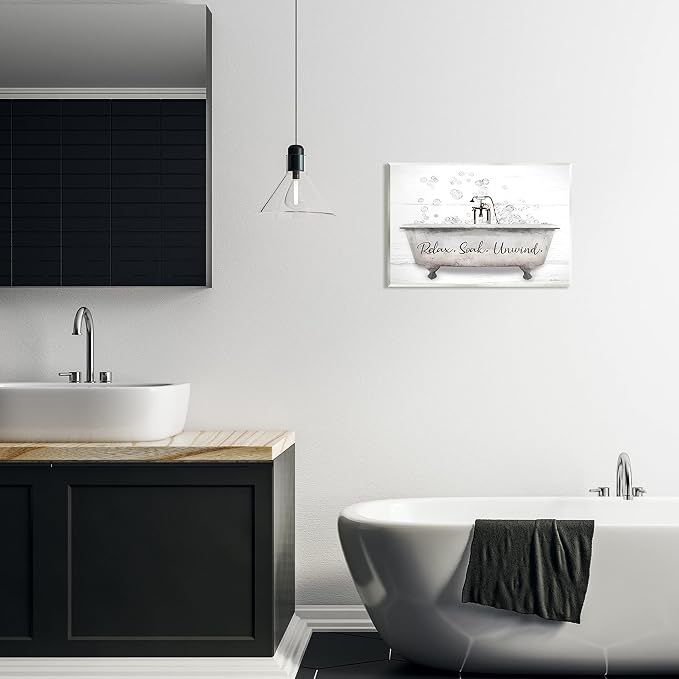 Stupell Industries Relax Soak Unwind Bathtub Bubbles Wall Plaque Art, Design by Lori Deiter, 19 x 13 | Stupell Industries · By Lori Deiter · Ready to hang · Calm bath and laundry charm · Made in USA