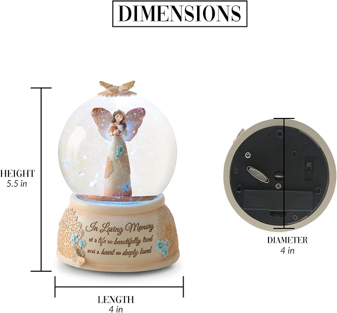 Pavilion Gift Company 19061 Light Your Way Memorial in Loving Memory Musical Water Globe, 100mm