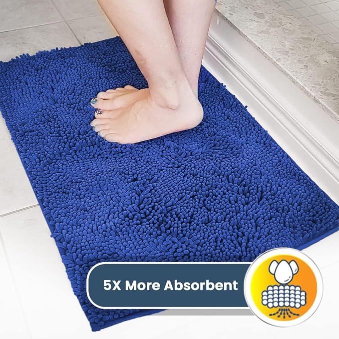 Muddy Mat® | Super Water Absorbent Door Mat Indoor, Microfiber Quick Dry Chenille Entryway Rug, Slip Resistant Front Door Mat, Indoor Mats for Entryway, Machine Washable Pet Rug, Periwinkle 30" x 60"
