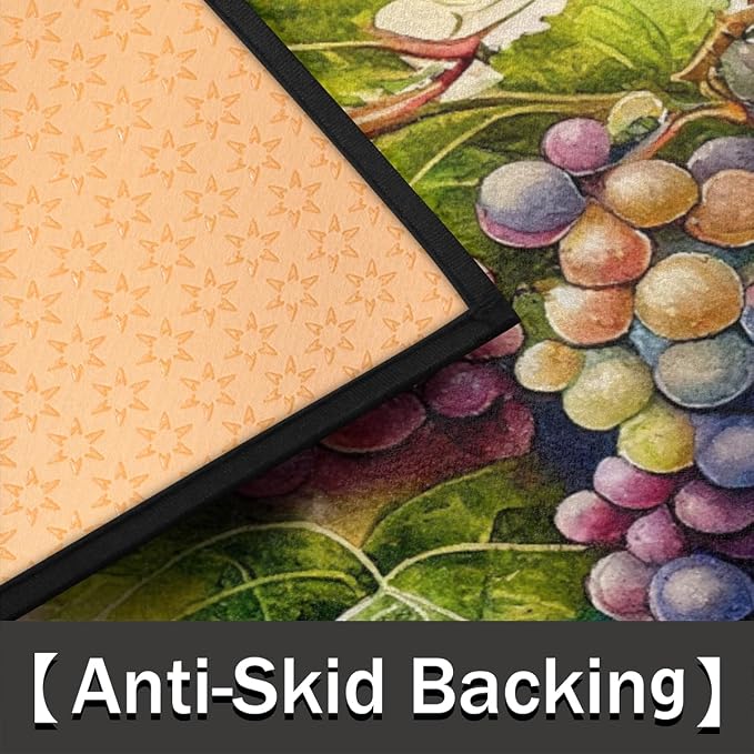 Hand Painting Fruit Grape Half Round Doormat Washable Semi Circle Area Rug Non Slip Absorbent Half Moon Rugs for Indoor Outdoor Kitchen Bathroom Bedroom Living Room Fireplace Floor Carpet Decor
