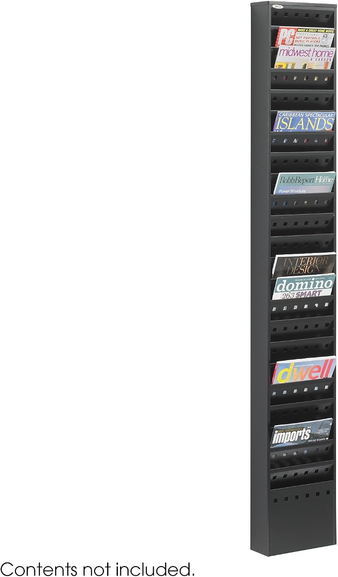 Safco, Steel Magazine Rack, 23 Pocket Wall Mounted Display for Home & Office, Durable Powder Coat Finish