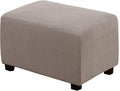 H.VERSAILTEX Ottoman Cover Slipcover Rectangle Fit Length 29"-34" Footrest Sofa Slipcovers Stool Cover Footstool Protector Covers Feature Stretch Thick Soft Jacquard Fabric Removable Washable - Taupe