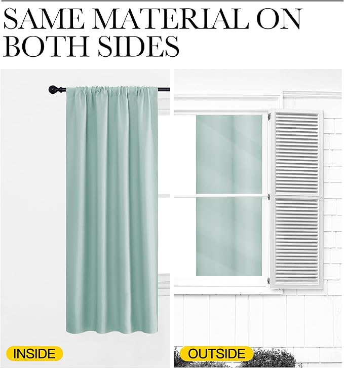 NICETOWN Blackout Curtains for Bedroom, Blackout Curtain Panels, Aqua Blue, 1 Pair, 62 by 63-inch, Window Treatment Energy Saving Thermal Insulated Solid Rod Pocket Blackout Drapes/Draperies