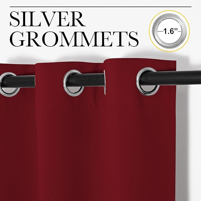 NICETOWN Christmas Burgundy Red Blackout Drapes - Window Treatment Light Blocking Privacy Curtain Panels for Window Decoration (Set of 2, 42 inches by 90-inch)