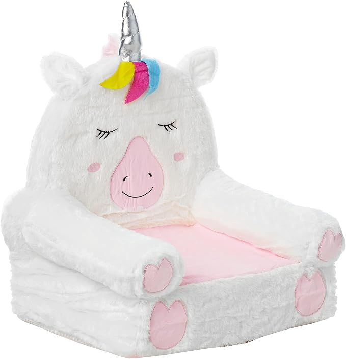 Amazon Basics Children's Plush Toddler Chair for Bedroom, Easy to Clean, Unicorn, Medium, Multicolor