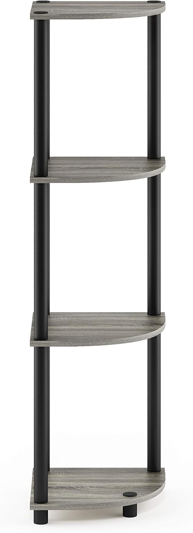 Furinno TURN-N-TUBE Corner Shelf, 4-Tier Corner Bookshelf, Display Storage Shelves with Open Shelves, for Organization and Storage, Living Room, Home Office, Garage, French Oak
