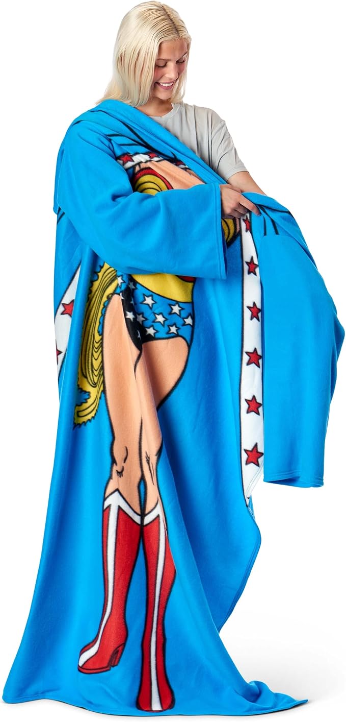 Northwest Wonder Woman Adult Silk Touch Comfy Throw Blanket with Sleeves, 48" x 71"