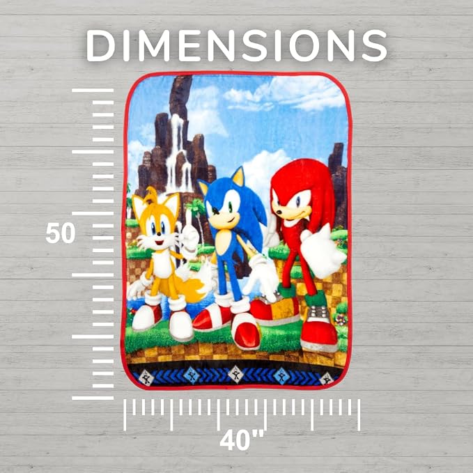 Sonic The Hedgehog Anime Kids Bedding Super Soft Silk Touch Throw, 40 in x 50 in, (Official Licensed Product) by Franco