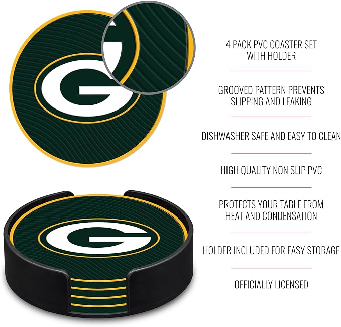 Rico Industries NFL Football Classic Favorites: PVC Coaster Set (4-Pack)