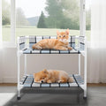 Bedside Window Dog Bunk Bed - Double Elevated Human Dog Bed with Guardrail 2 Layers Window Perch Dogs Cot 2-Tier Bedside Sleeper for Multi-Pet Households (20" x 20" x 24", Double Layer)