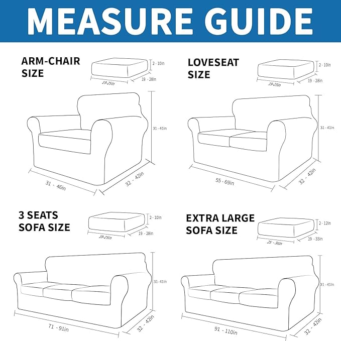 XINEAGE New 3 Pieces Couch Covers for 2 Cushion Sofa Super Stretch Loveseat Slipcover Pet Dog Universal Slip Cover Anti Slip Love Seat Furniture Protector (Peacock Blue, 55"-69")