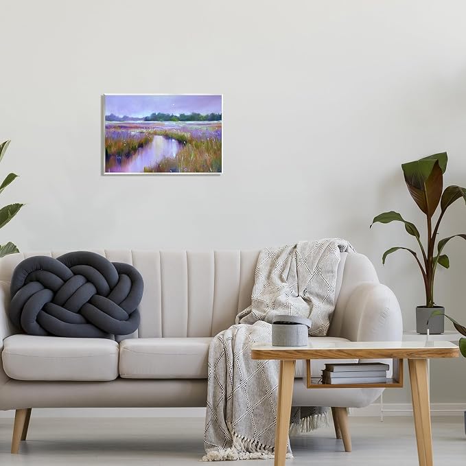 Purple Dusk Rural Stream Meadow, 13 x 19 Inch Mounted Print on Wall Plaque | Stupell Industries · By Jennifer Taylor Art · Ready to hang · Giftable for housewarming · Made in USA