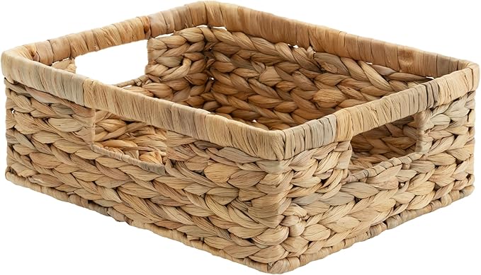 StorageWorks Water Hyacinth Pantry Baskets for Organizing,Natural,1-Pack | Wicker Storage Baskets for Organizing,Pantry Baskets for Organizing,Woven Baskets,13 inch Basket,13"L x 10¼"W x 4 ¾"H