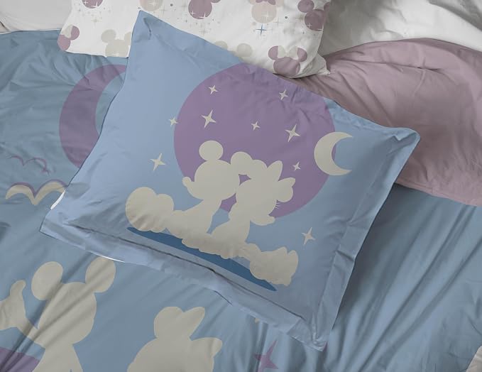 Disney Mickey and Minnie Mouse Full Size Comforter Set 7 Piece Bedding | Grey, Bed in a Bag, Comforter Sheets Shams Pillowcases, Official Product, Soft Microfiber, Machine Washable, Kids Gift