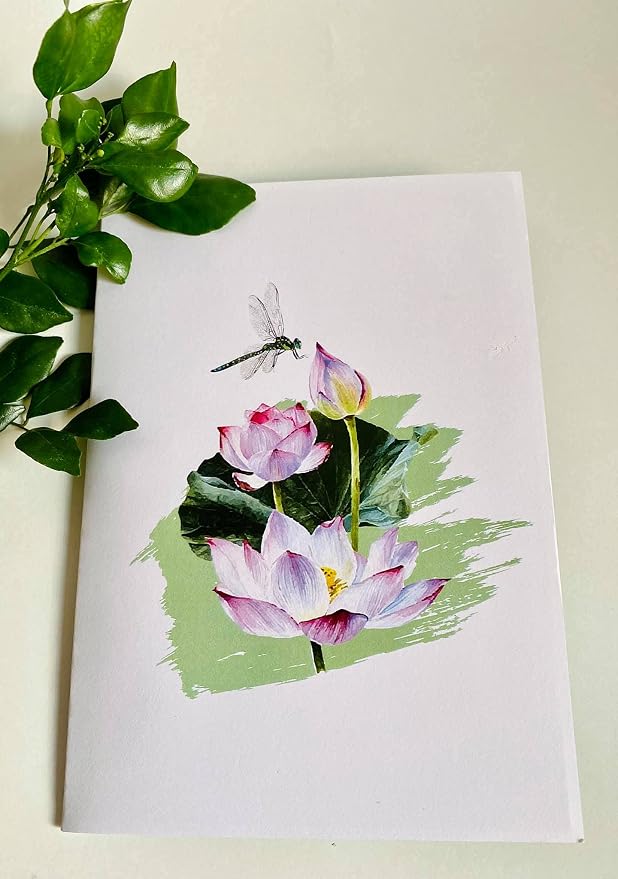 ETA Dragonfly & Flower 3D Pop-Up Greeting Card Set – Pack of 3 Nature-Inspired Cards with Envelopes – Elegant Handmade Cards for Birthdays, Mother’s Day, Thank You & Special Occasions, Set 16