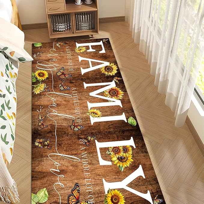 GUBIYU Rustic Sunflower Area Rug for Living Room A Little Bit of Crazy Family Home Welcome Rugs,Home Porch Decor Doormat,Farmhouse Entrance Rug for Bedroom,Housewarming Gift,Wedding Room 23.6"x59"