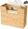 Chi An Home Wicker Magazine Basket Water Hyacinth Handwoven Magazine Holder | Decorative Handwoven Magazine Rack Floor, Organizer for Files, Books, Newspapers, Documents For Office, Living Room, Bathroom