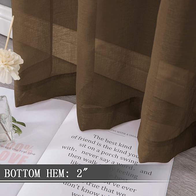 Tollpiz Short Sheer Curtains Living Room Linen Textured Curtain Sheers Light - Image 4