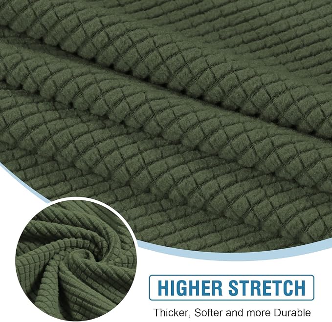 H.VERSAILTEX Sectional Couch Covers 4 Pieces Sofa Seat Cushion Covers L Shape Separate Cushion Couch Chaise Cover for Both Left/Right Sectional Couch (Seat Only: 1 Chaise + 3 Sofa, Bronze Green)