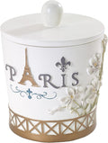 Avanti Linens - Covered Jar, Hand Painted Resin, Countertop Accessories, Chic Bathroom Decor (Paris Botanique Collection)