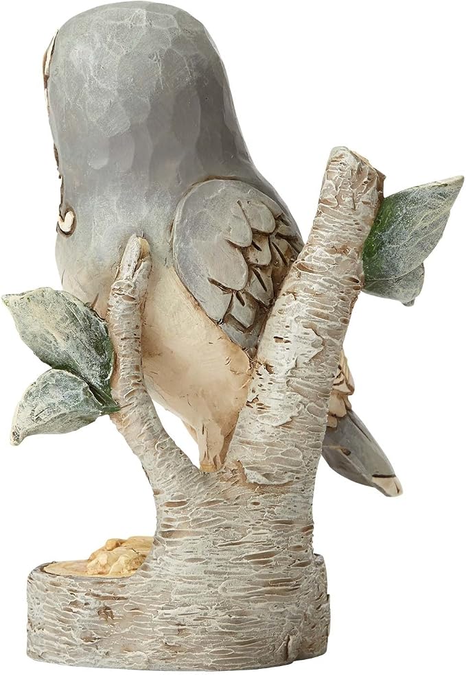 Enesco 4056970 Jim Shore Heartwood Creek White Woodland Owl On Branch Stone Resin Figurine, 4.49", Grey