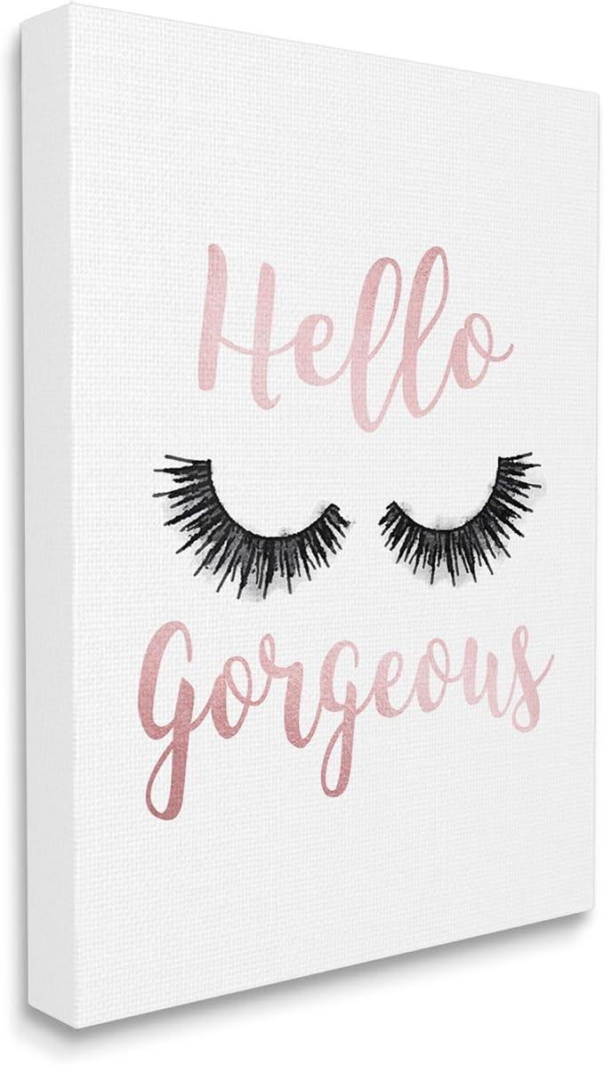 Stupell Industries 'Hello Gorgeous Black Eyelashes'| Canvas Art | Stupell Industries | 36 x 48 Inches, Easy to Hang and Sturdy, Made in USA, by Amanda Greenwood