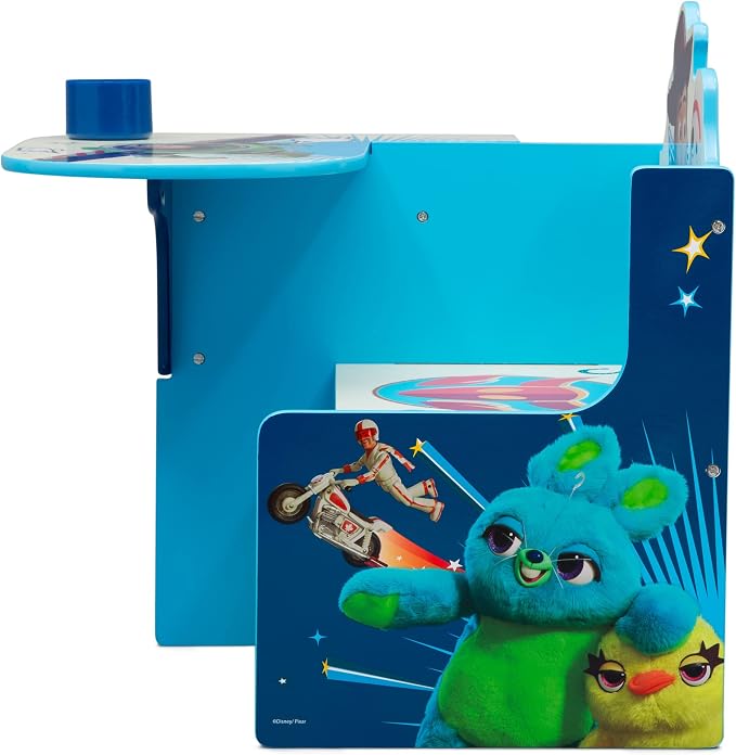 Delta Children Chair Desk with Storage Bin, Toy Story 4 | Kids Chair Desk Includes Fabric Storage Bin and Cup Holder, Low to the Ground for Easy Access, Ideal for Toddlers/Kids Age 3+