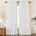 RYB HOME Living Room Curtains Linen Sheer, Light Filtering White Linen Curtains by RYBHOME