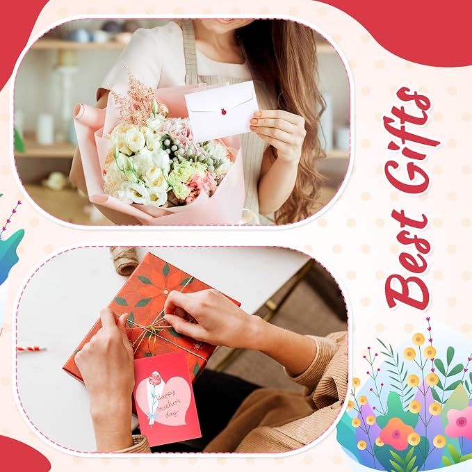 Fuutreo 180 Pack Mother's Day Cards Bulk Assortment with 180 Envelopes and 180 Cute Stickers Floral Mother's Day Greeting Cards Blank Inside for Birthday Supplies, 4 x 6 Inch, 12designs